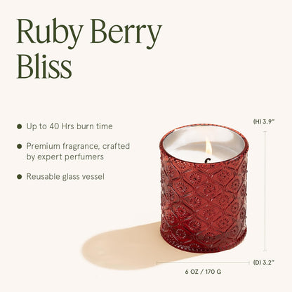 LA JOLIE MUSE Ruby Berry Bliss Scented Candle – Mandarin, Cranberry & Plum | 6 oz Festive Fall