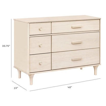 Babyletto Lolly 6-Drawer Assembled Double Dresser in Washed Natural, Greenguard Gold Certified