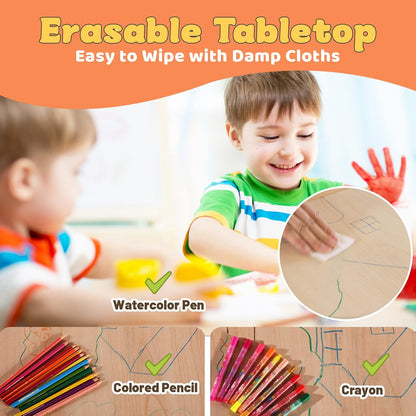 FUNLIO Kids Table and 4 Chairs Set for Ages 3-8, Height Adjustable Toddler Table and Chair Set
