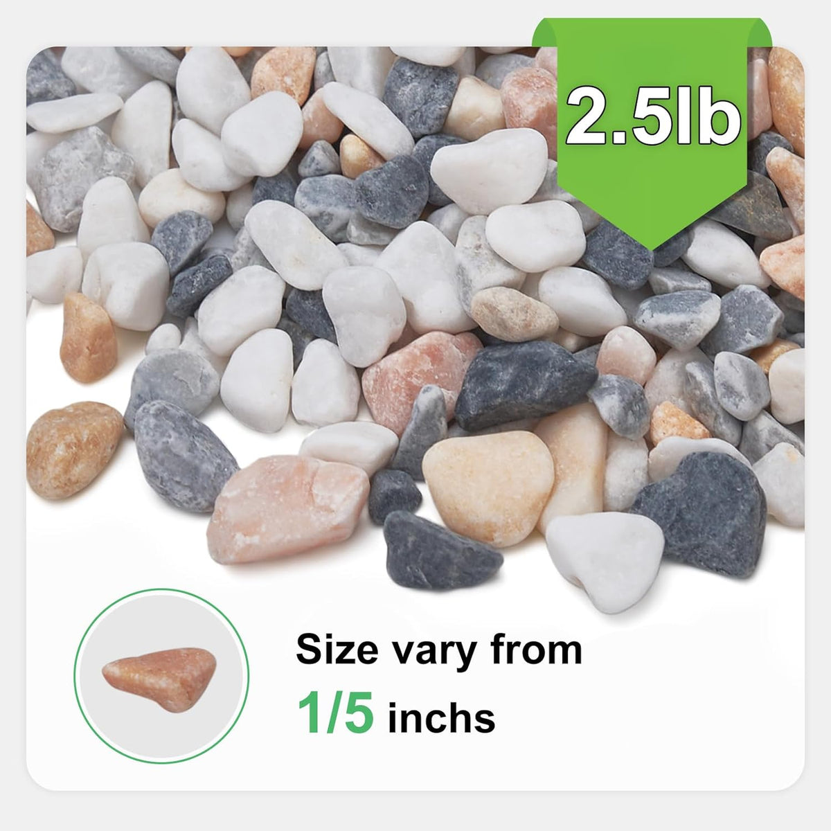 2.5 lbs Small Rocks for Plants, 1/5 Inch Pebbles for Indoor Plants, Natural Decorative Pea Gravel