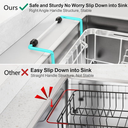 GSlife Expandable in Sink Small Dish Drying Rack - Stainless Steel Capacity Adjustable Over The