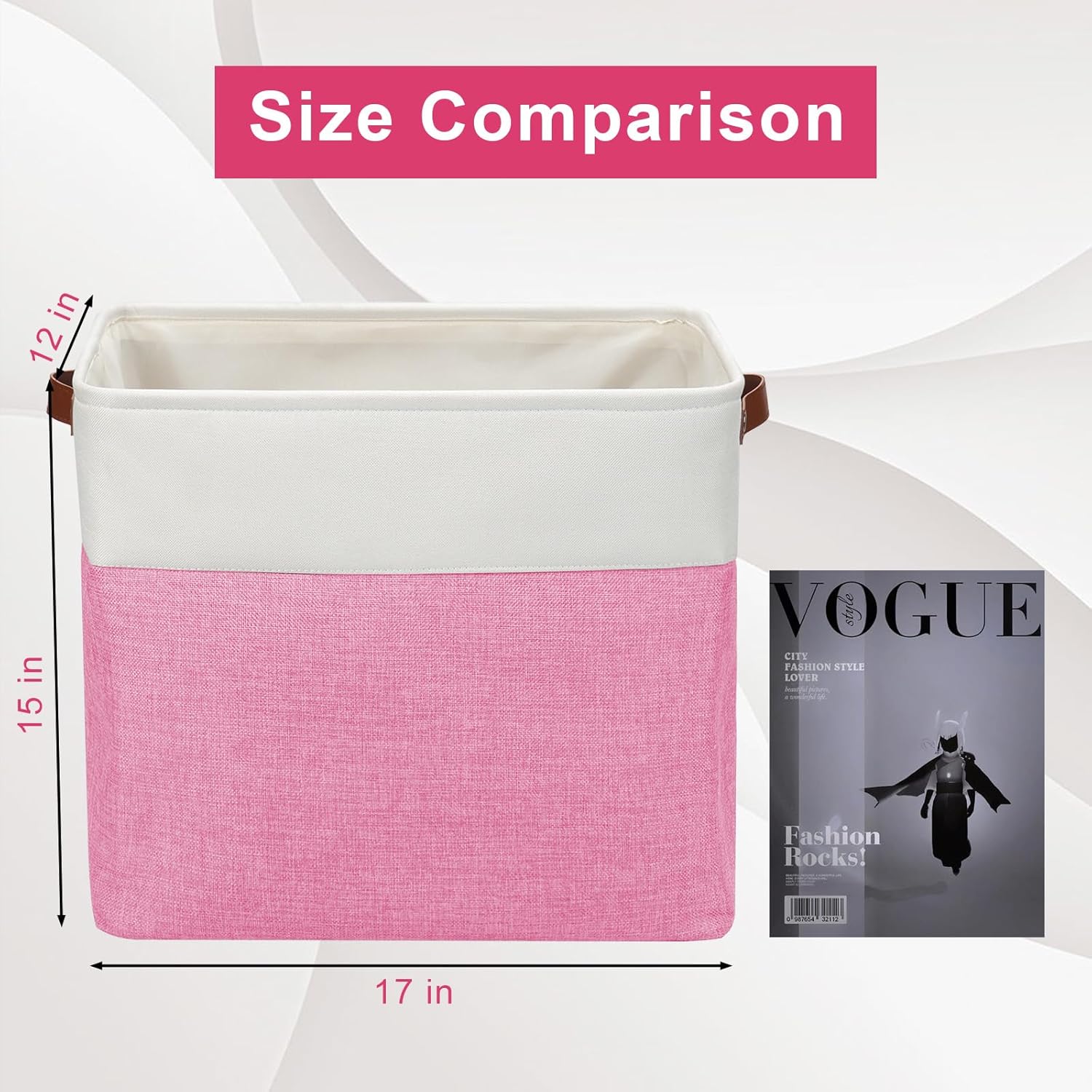 Large Fabric Storage Baskets | 50L Storage Bins, Decorative Linen Closet Baskets with Handles for