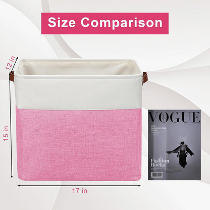 Large Fabric Storage Baskets | 50L Storage Bins, Decorative Linen Closet Baskets with Handles for