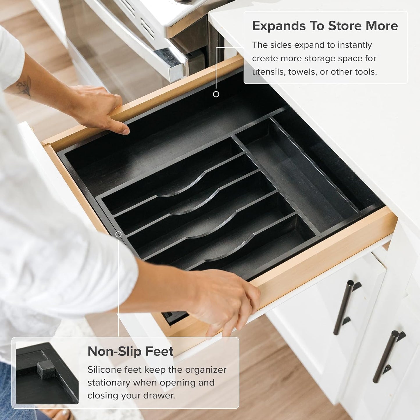 Premium Silverware, Flatware and Utensil Organizer for Kitchen Drawers, Food-Safe Contract Grade