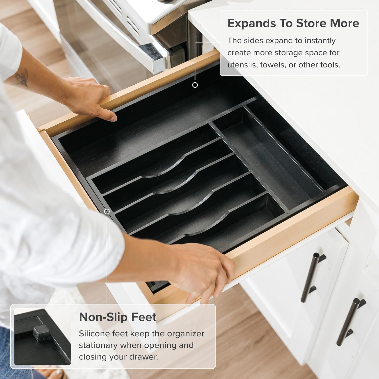 Premium Silverware, Flatware and Utensil Organizer for Kitchen Drawers, Food-Safe Contract Grade