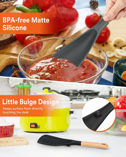 Cooking Spoon for Nonstick Cookwares, Great for Cooking and Serving Sturdy BPA-Free Matte Silicone