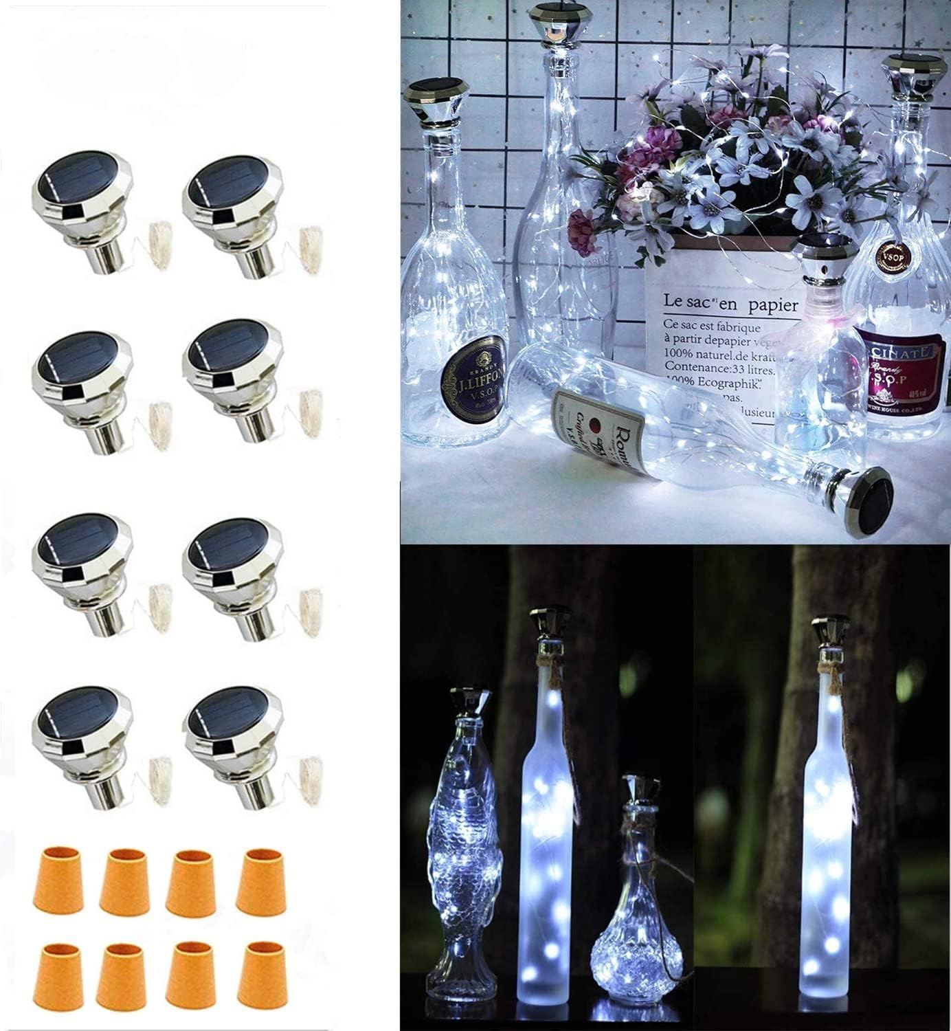 Solar Cork Lights Outdoor - Waterproof Fairy Lights for Wedding Party, Garden, Patio & Pathway