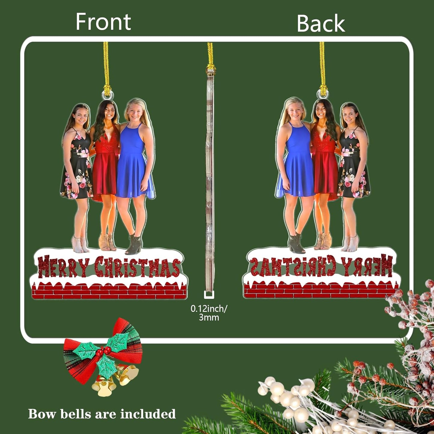 Personalized Christmas Ornament 2025, Photo Acrylic Customized Family Baby's Frist Christmas