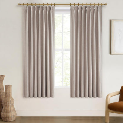 Textured Thick Burlap Cafe Small Window Curtains 45 Inch Length, Boho Farmhouse Pinch Pleated