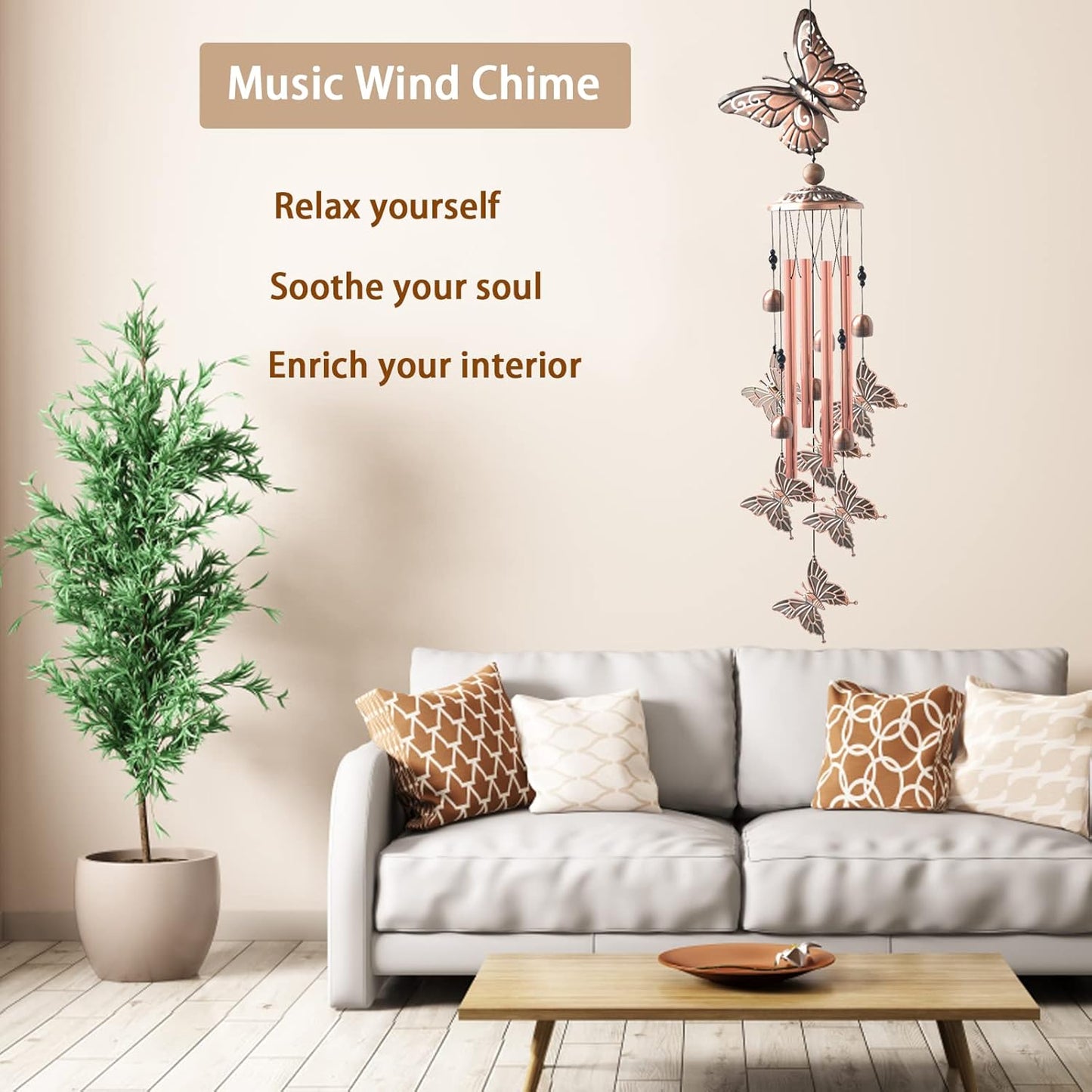 Wind Chimes for Outside, 33" Butterfly Wind Chimes Outdoor, Birthday Gifts for Women Mom Sister