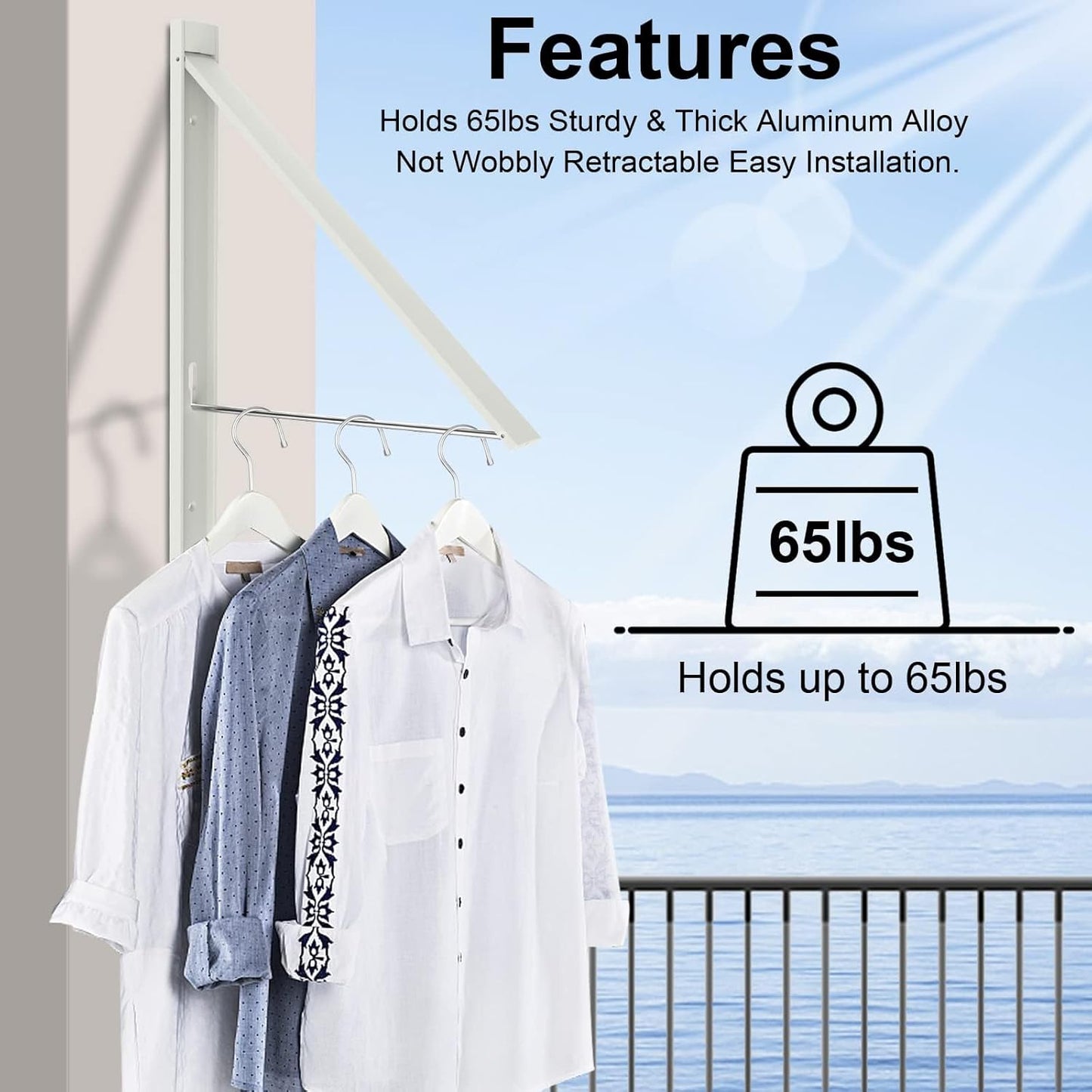 Retractable Clothes Drying Rack,Space Saver Wall Mounted Folding Hanger for Laundry Room, Closet