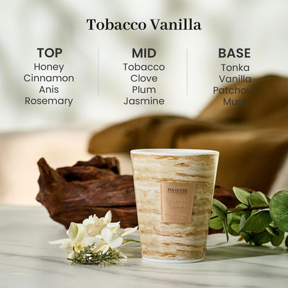 M&SENSE TobaccoVanilla Scented Candles for Home, Lead-Free Wick Highly Scented Jar Candles, 14.1 Oz