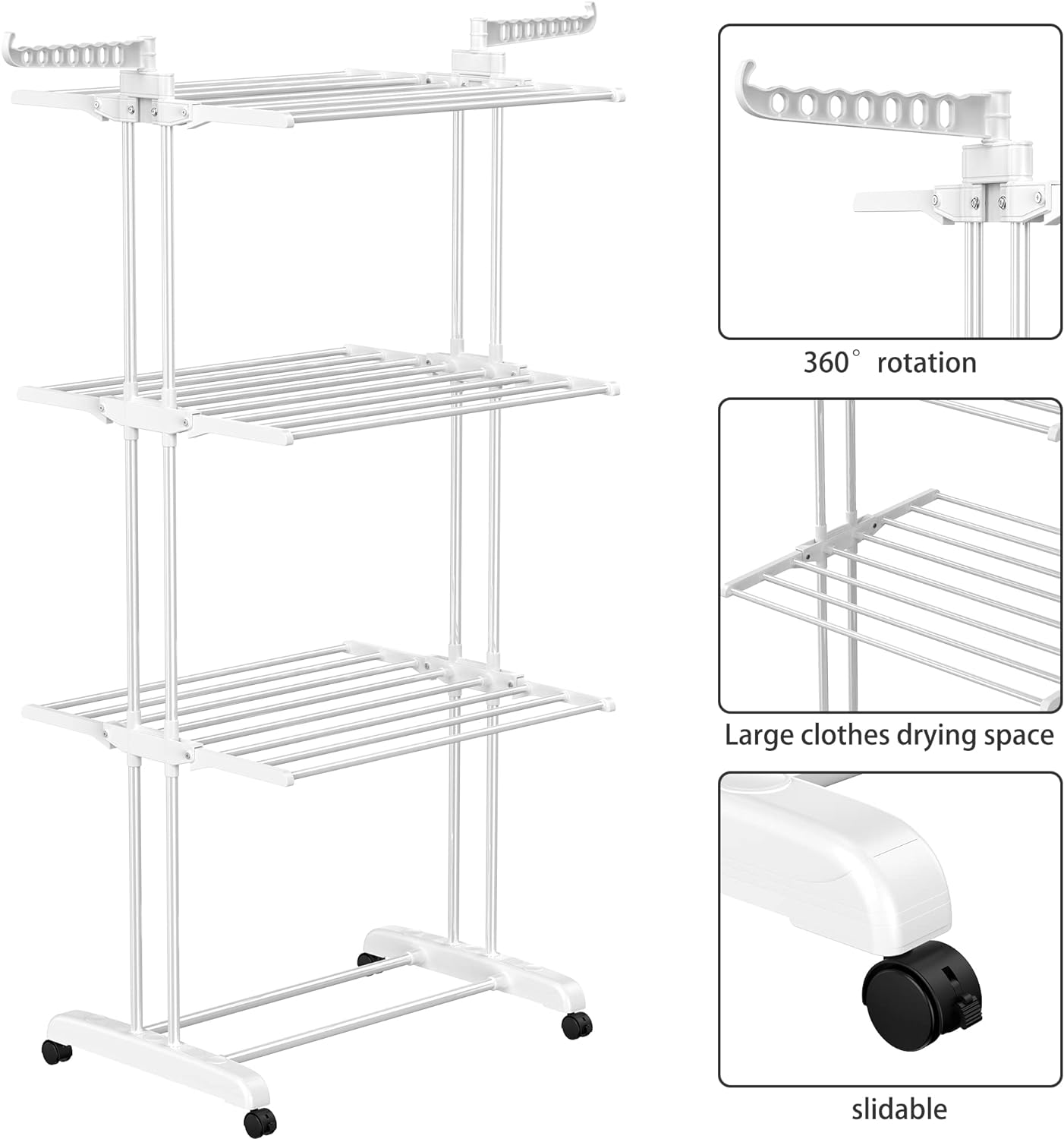 HOMIDEC Clothes Drying Rack, Large 4-Tier Foldable Drying Rack Clothing(67.7H x 19.7W x 30L