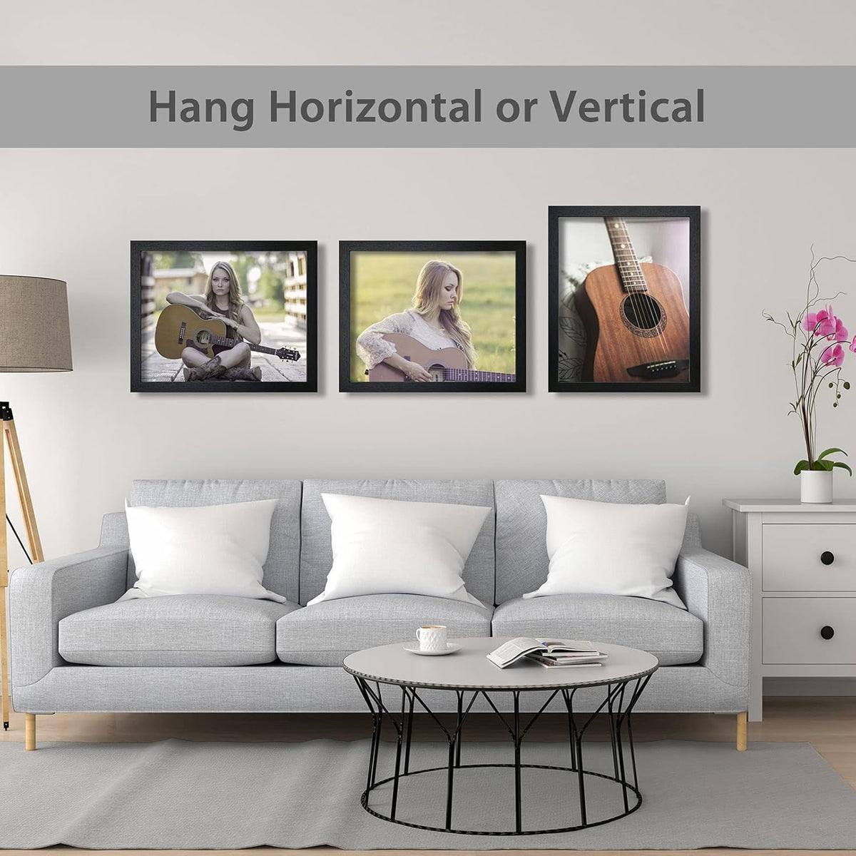 VCK 16x20 Poster Frames 3 Pack Black MDF Wood and Polished Plexiglass Frame,Display Pictures in