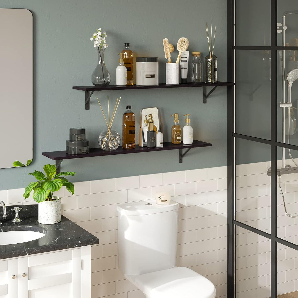DINZI LVJ Long Wall Shelves, 39.4Inch Wall Mounted Shelves Set of 2, Extra Large Wall Storage