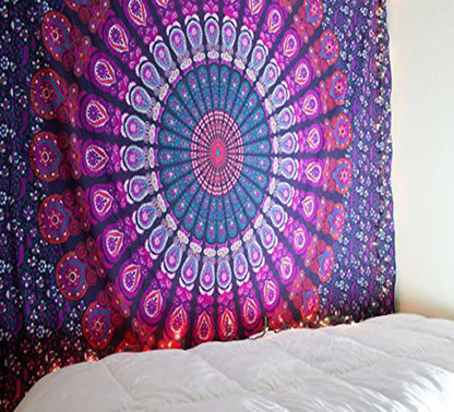 raajsee Purple Tapestry- Best Mandala Wall Hanging- Bedding Tapestry For Bedroom Aesthetic-Size