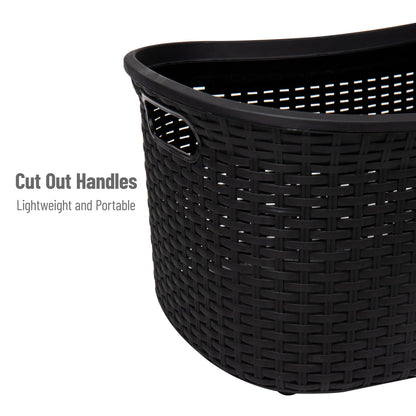 Mind Reader 40L Laundry Basket, Clothes Hamper, Premium Wicker Design, Plastic, Black