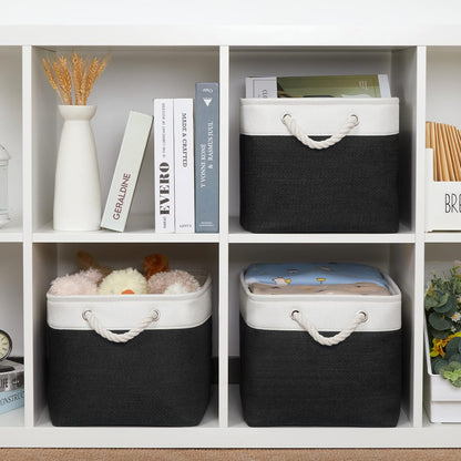 Bidtakay Black Storage Baskets for Shelves [3-pack] Collapsible Organizer Baskets for Laundry