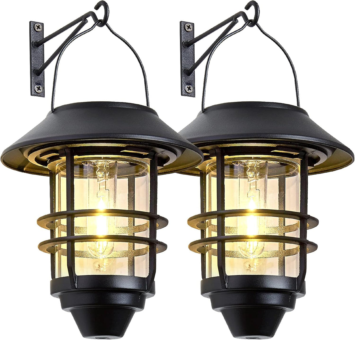 Solar Lantern Outdoor Lights, Hanging Waterproof Lantern Lights with Wall Mount Kit for Garden
