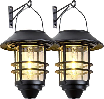Solar Lantern Outdoor Lights, Hanging Waterproof Lantern Lights with Wall Mount Kit for Garden