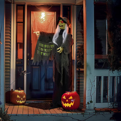 AW Animated Halloween Decorations,Scary Witch,6 FT Life Size Standing Clown,Motion/Sound Activated