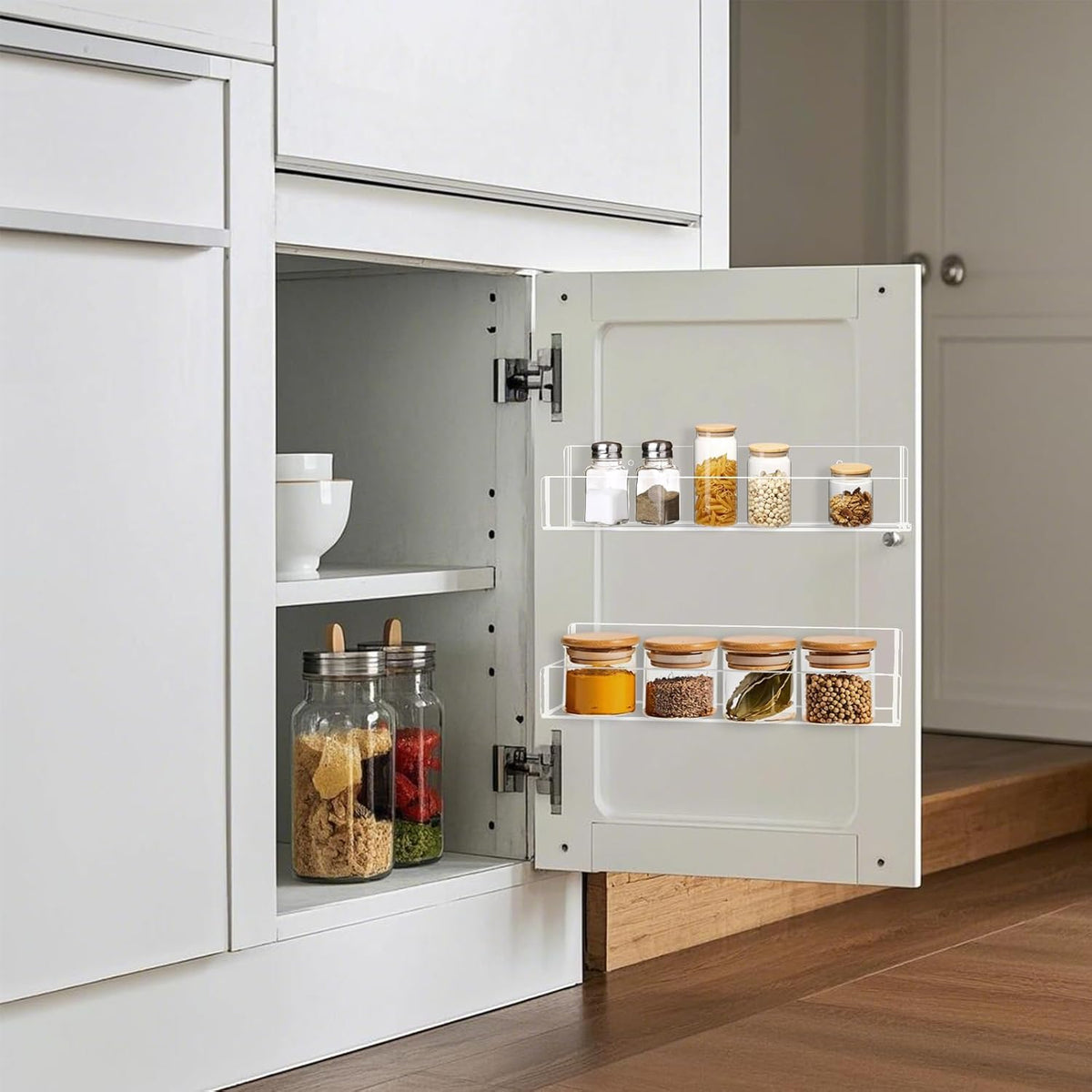 Acrylic Spice Rack Wall Mount-12 Inch, Clear Spice Shelf Storage Holder, 2 Pack Hanging Seasoning
