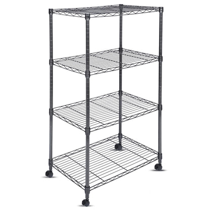 Whitmor 4 Tier Shelving Unit, Adjustable Storage Shelves with Wheels, Wire Shelving, 400 lbs