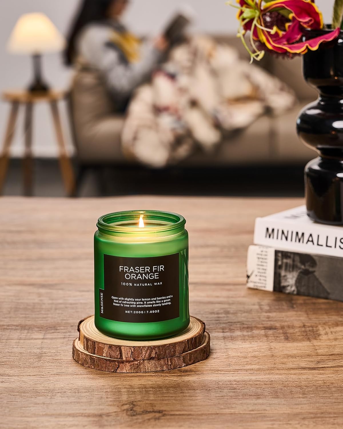 M&SENSE Fir & Orange Scented Natural Soy Wax Non Toxic Candle for Home, Cotton Wick Christmas Tree