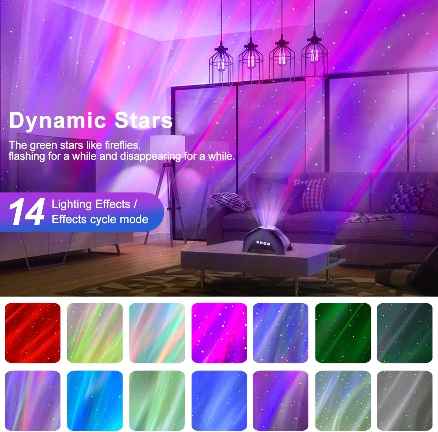 Star Projector, Northern Galaxy Aurora Lights Projector with 33 Light Effects Bluetooth Speaker &