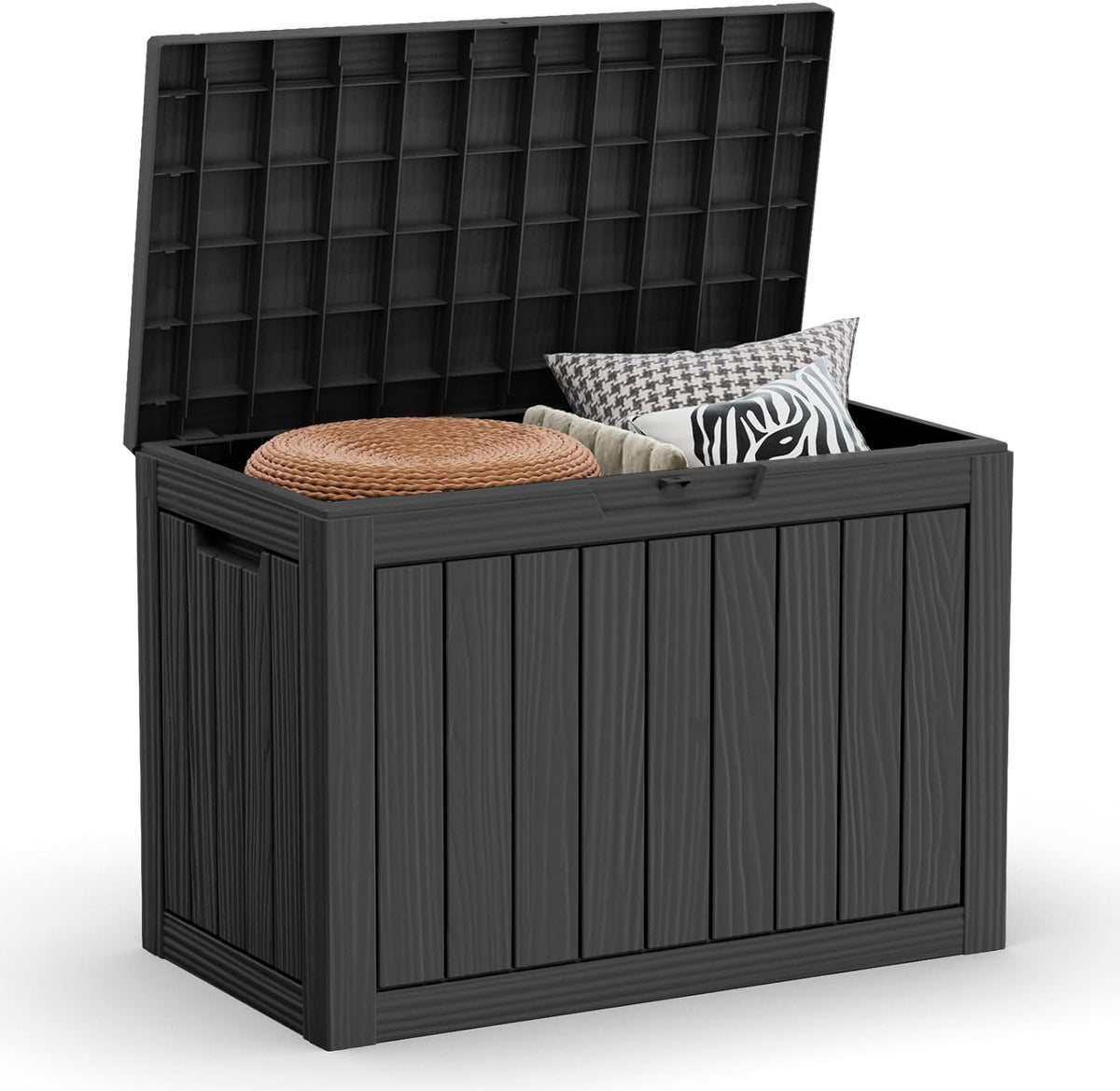 45 Gallon Resin Deck Box, Waterproof Outdoor Storage Bin for Patio, Poolside, and Garden, Lockable