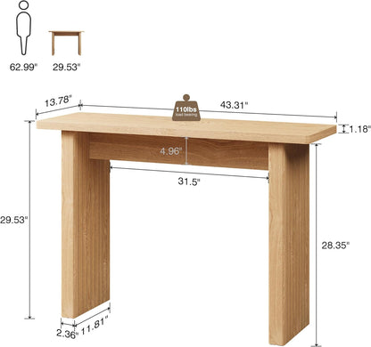 AVZEAR 43.3" Mid Century Narrow Entryway Console Table, Modern Fluted Wood Couch Table Behind Sofa