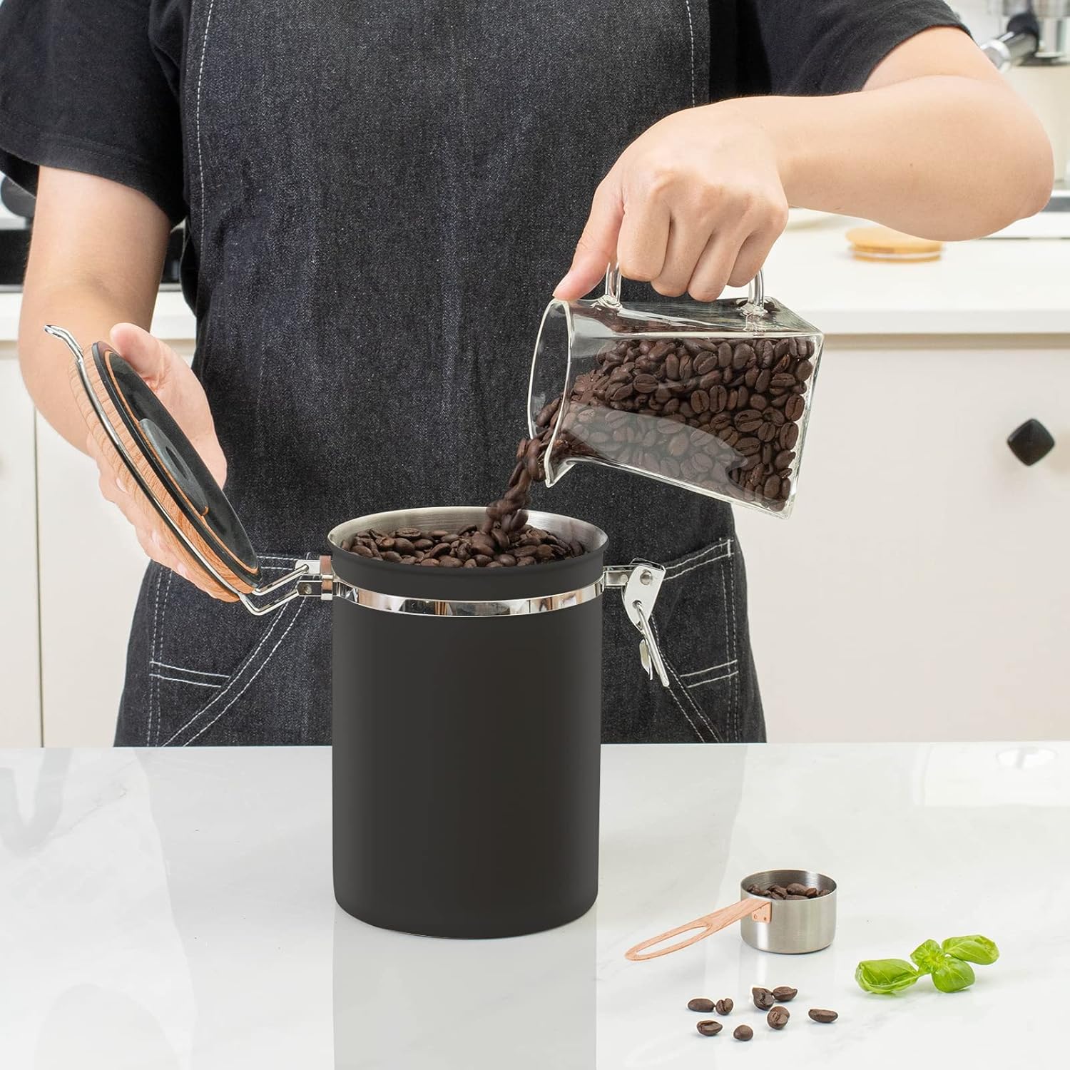 TEDSWAIT Coffee Canisters Airtight Coffee Bean Storage Container Kitchen Stainless Steel Food