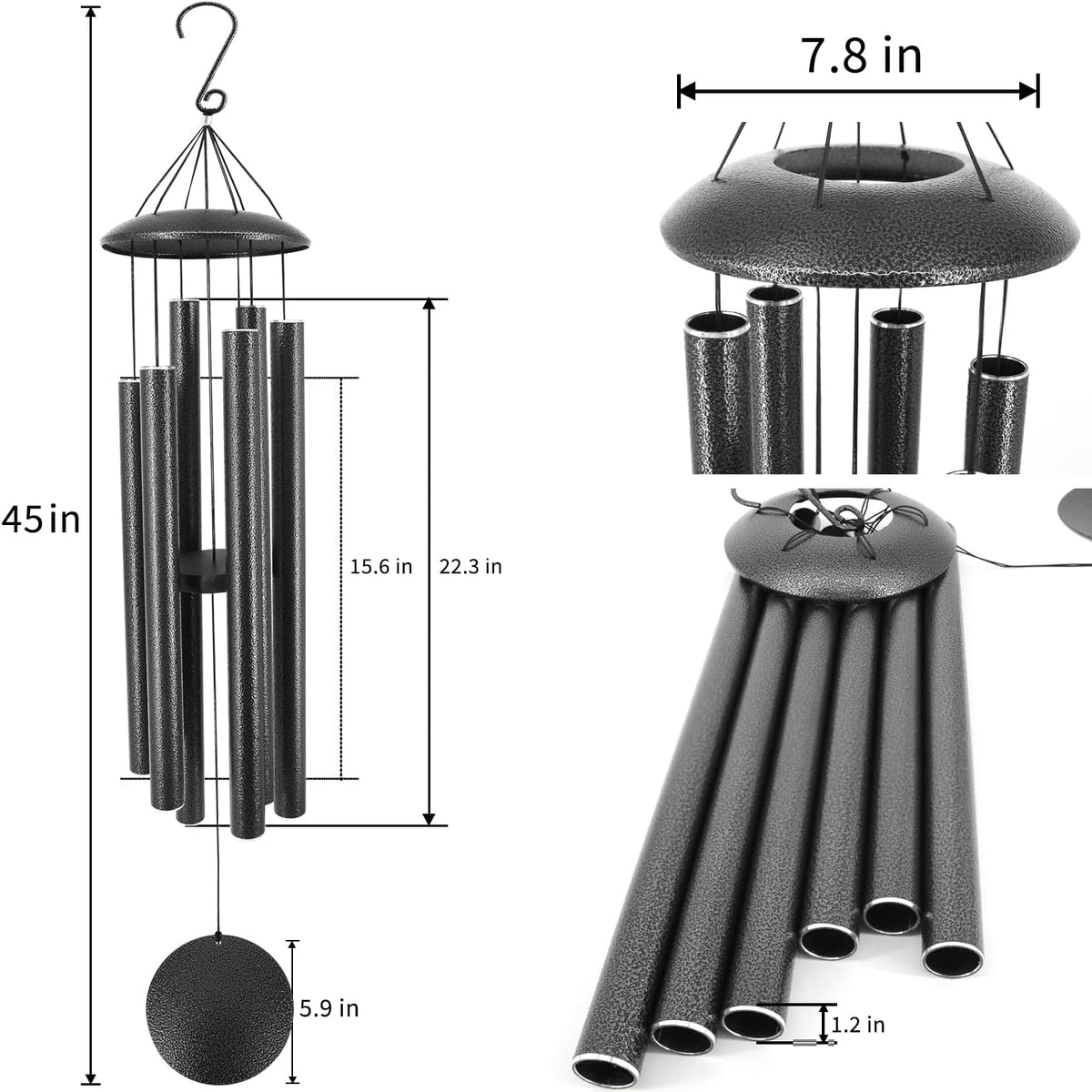 ASTARIN Wind Chimes Outdoor, 45-Inch Memorial Wind Chimes with 6 Heavy Tubes, Unique Outdoor Decor