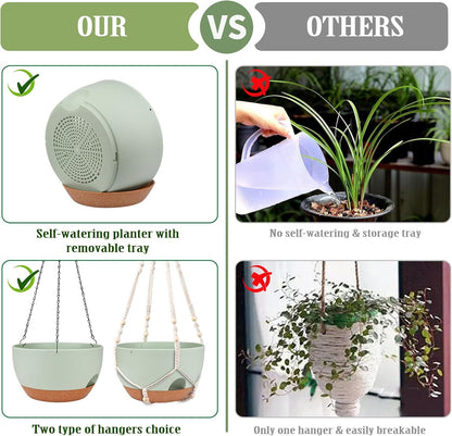 Hanging Planters for Outdoor Indoor Plants, 2 Pack 12 Inch Hanging Basket Plants Outdoor, Self