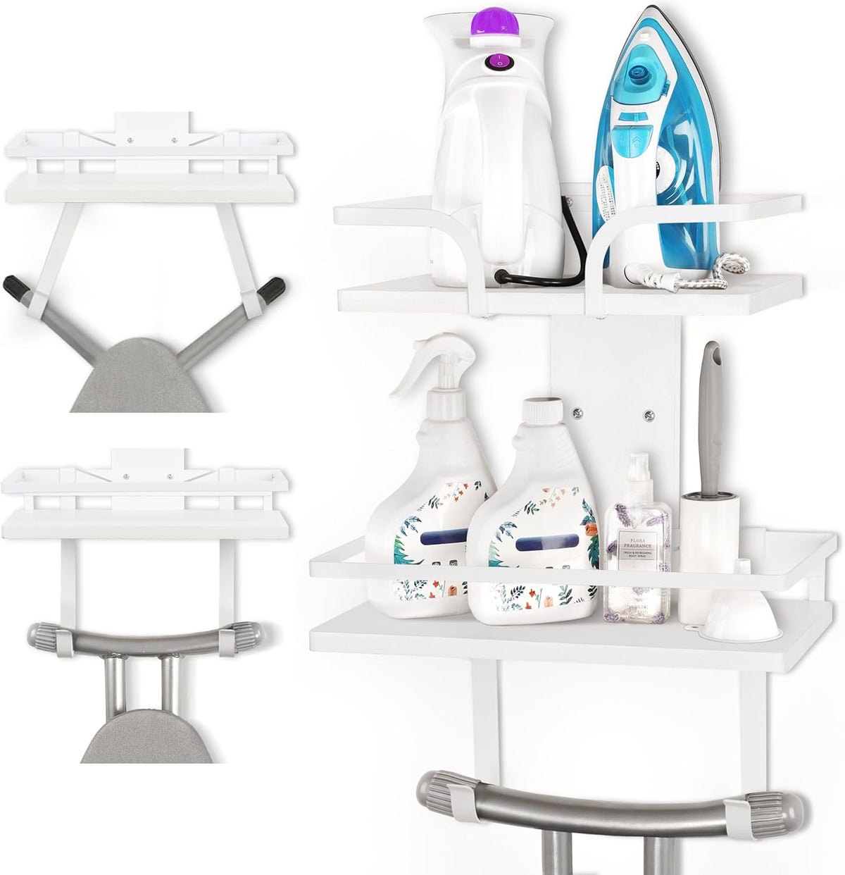 VINAEMO Ironing Board Hanger Wall Mount, 2-Layer Iron and Ironing Board Holder, Laundry Room