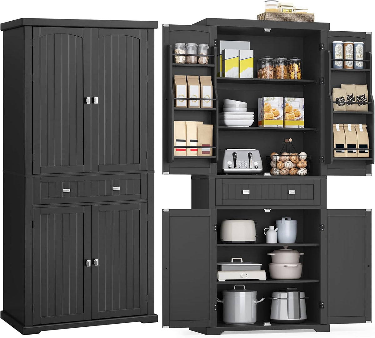 VASAGLE Pantry Cabinet, 71.7-Inch High Freestanding Tall Cupboard Storage Cabinet with a Drawer, 2