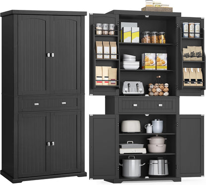 VASAGLE Pantry Cabinet, 71.7-Inch High Freestanding Tall Cupboard Storage Cabinet with a Drawer, 2