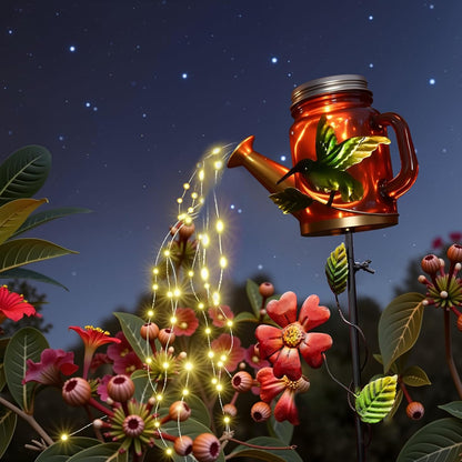 Solar Watering Can Light, Yard Outdoor Decor Lights, IP65 Waterproof, Hanging Hummingbird Garden