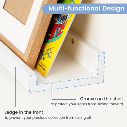 Picture Ledge Shelf for Wall, 56 inches Solid Pine Wood Nursery Book Shelves 3 Packs, Floating