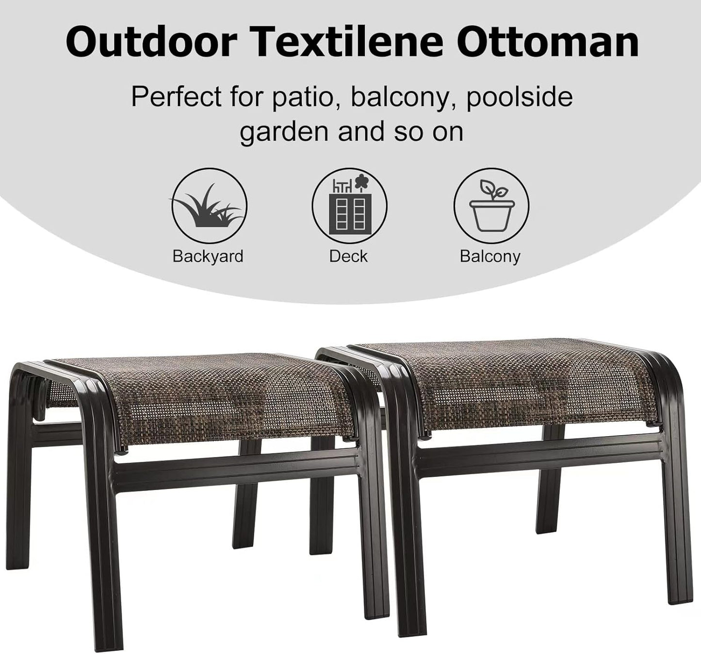 Patio Footstools Outdoor Foot Rest Aluminum Ottomans Samll Seat Wicker Furniture Patio Ottoman 2