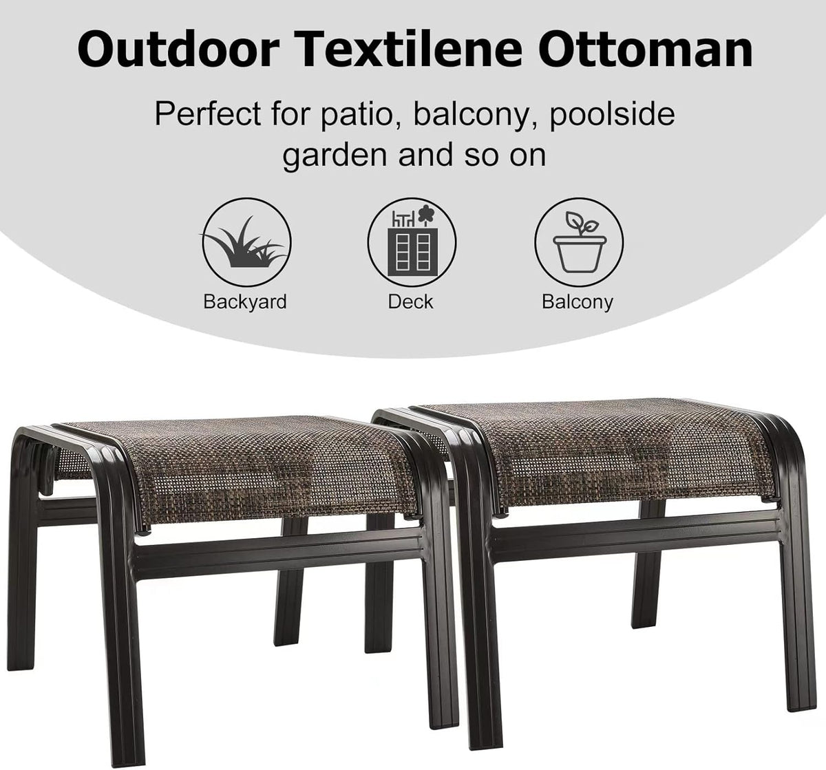 Patio Footstools Outdoor Foot Rest Aluminum Ottomans Samll Seat Wicker Furniture Patio Ottoman 2