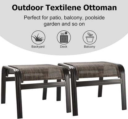Patio Footstools Outdoor Foot Rest Aluminum Ottomans Samll Seat Wicker Furniture Patio Ottoman 2