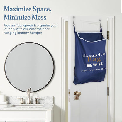 Fine Living Co. Large Hanging Laundry Hamper with Over Door Hooks & Adhesive, Durable Space Saving