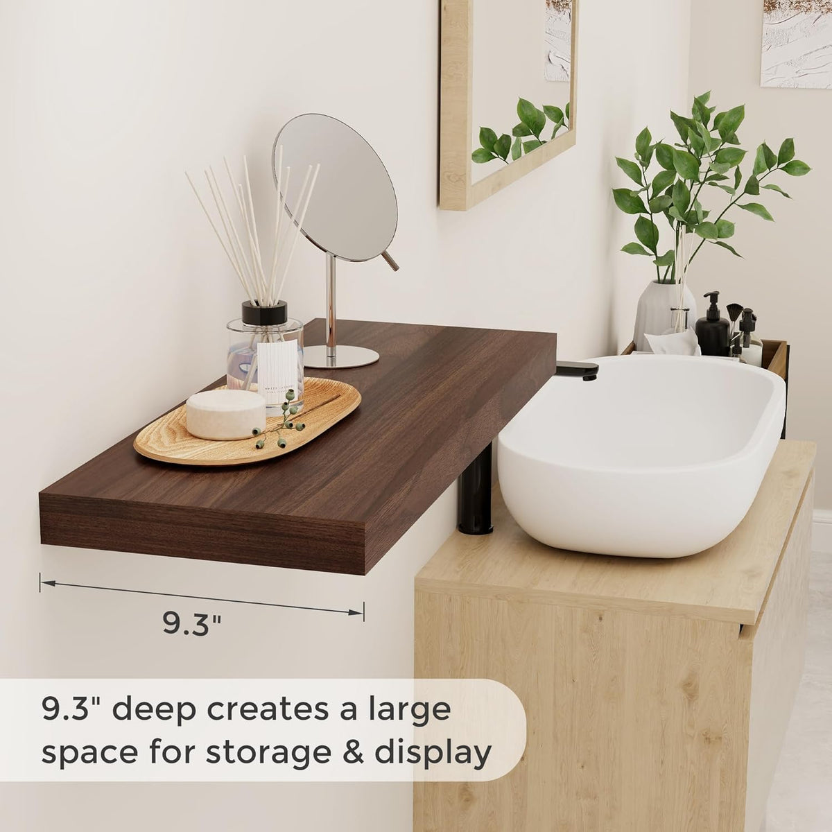 24 x 9 Floating Shelves, 9 Inch Deep Floating Shelf Wall Mounted, 24 Inch Bathroom Shelves Set of