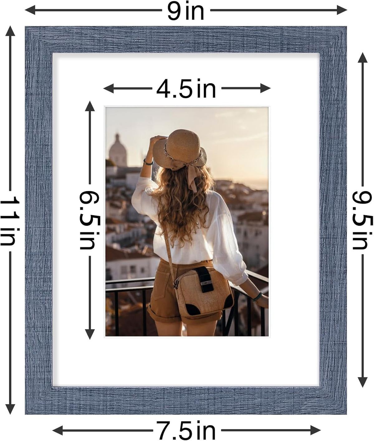 Vittanly 8x10 Picture Frames Set of 9, Shatter Resistant Plexiglass, Display 5x7 Pictures with Mat
