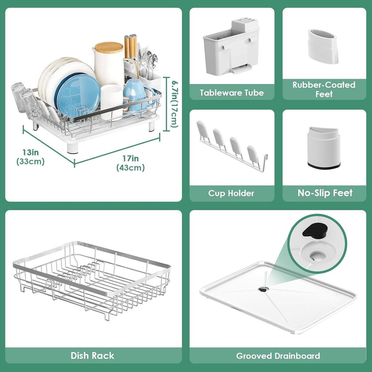 MOUKABAL Dish Drying Rack - Stainless Steel Dish Rack, Dish Racks for Kitchen Counter, Drying Rack