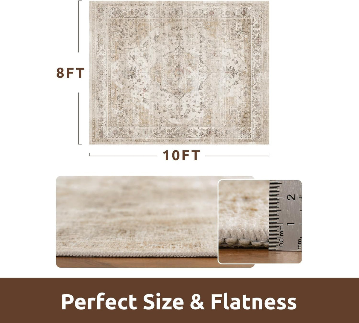 AMOAMI-Area Rug 9X12 Rugs for Living Room-Vintage Soft Beige Rugs for Bedroom-Non Slip