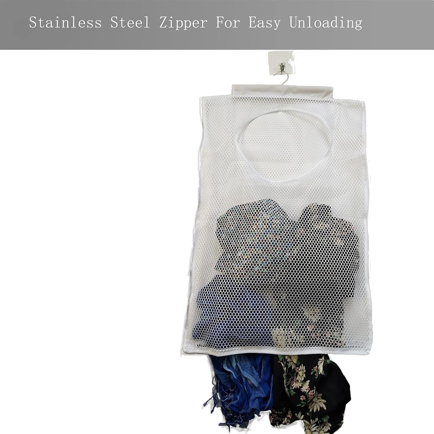 Hanging Mesh Laundry Hamper (30in*20in*2in) Large Dirty Clothes Bag, Can Be Used Behind The Door &