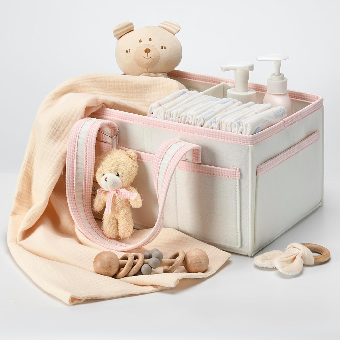 PeraBella Diaper Caddy Organizer with Handle, Baby Shower Gifts Basket Bag, Registry Search Must