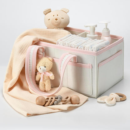 PeraBella Diaper Caddy Organizer with Handle, Baby Shower Gifts Basket Bag, Registry Search Must